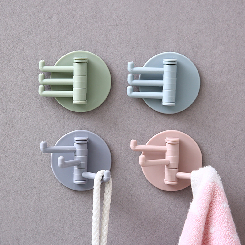 Colorful Hanging Hook with 4 Rotateable Hooks Wall Mounted Self ...