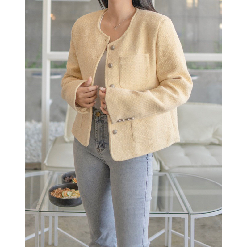 Zea Pastel Tweed Jacket Shopee Philippines