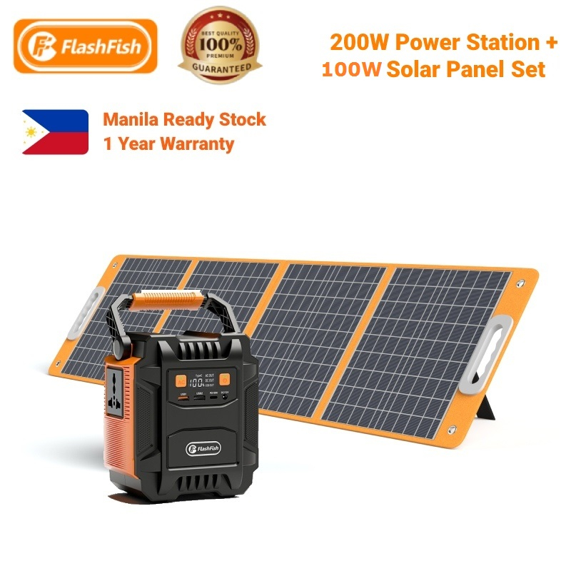 Flashfish 200W 48000mAh Portable Power Generator with Solar Panel 100W