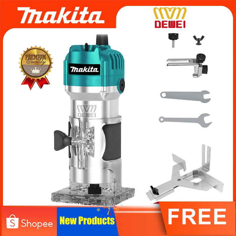 Makita Palm Router Electric Hand Trimer Wood Router 1/4" Collets Woodworking Tool Laminate