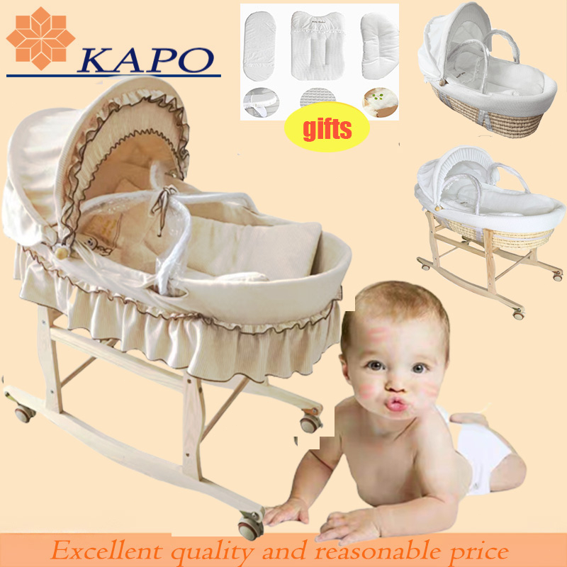 【Free shipping】KAPO Handmade Straw Woven Portable Baby Cradle with
