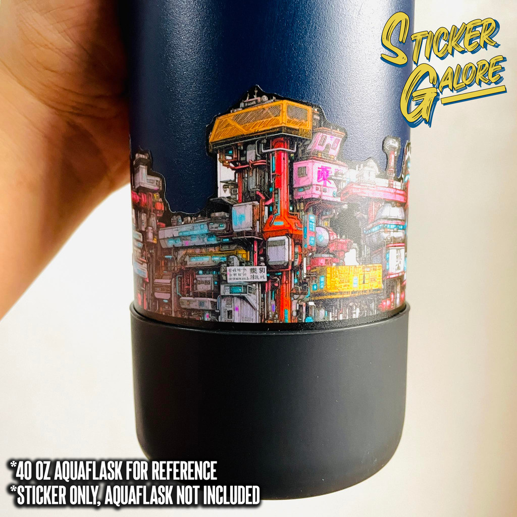 CYBERPUNK CITY 1 AQUAFLASK INFINITY STICKER (WATERPROOF AND SCRATCH ...