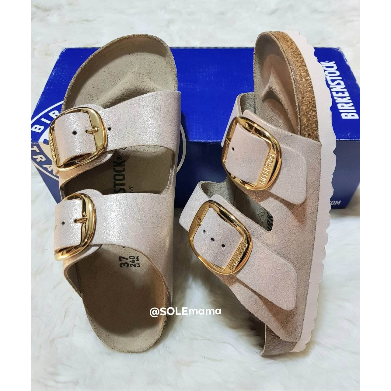 birkenstock big buckle washed metallic rose