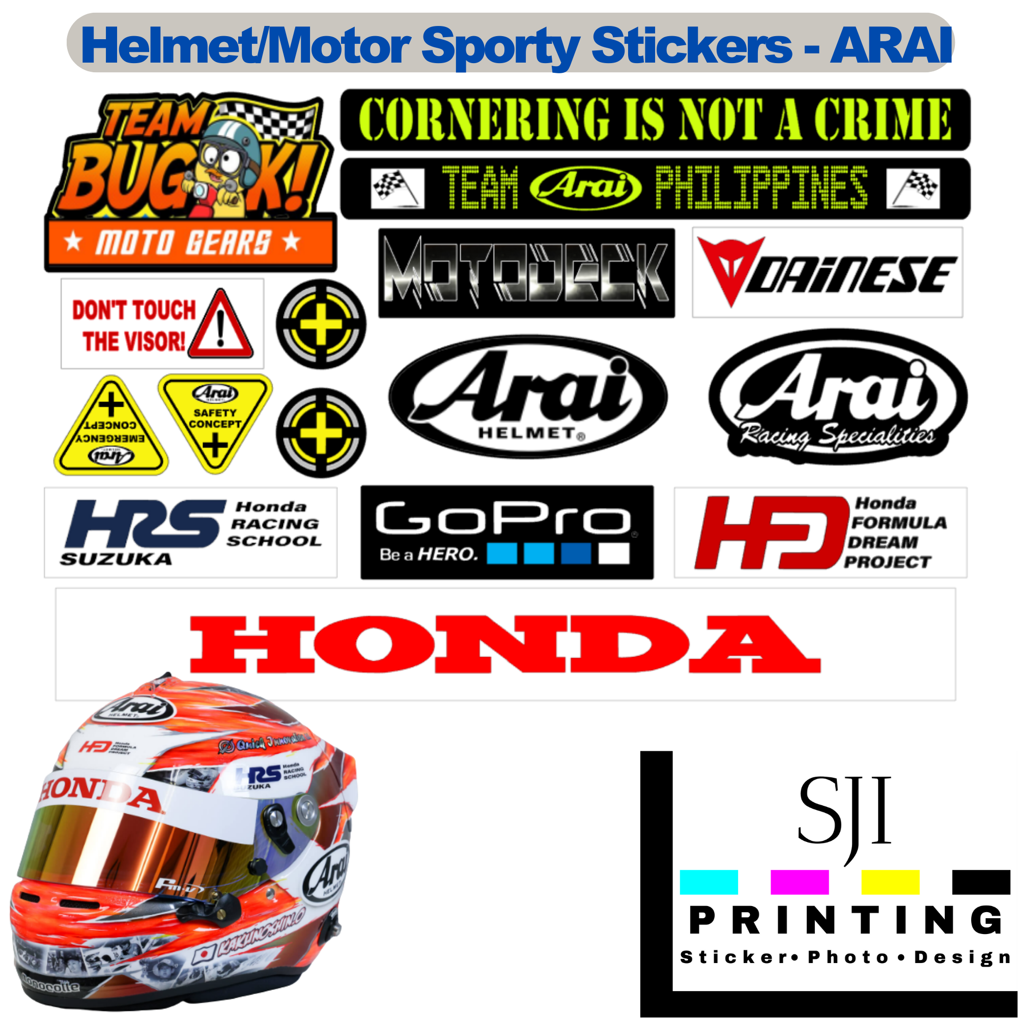 Helmet Visor Sticker Holographic Vinyl Decals / Motor Decals A4