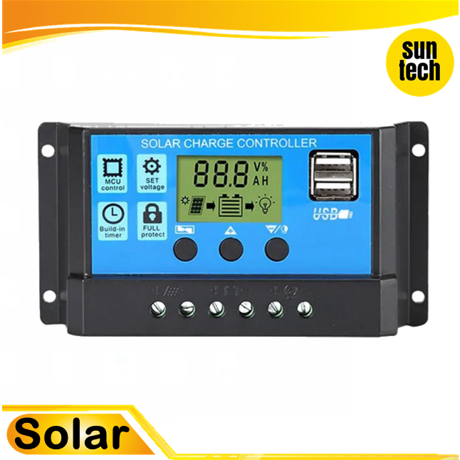 12V/24V 30A 20A 10A Solar Controller with LCD Display Battery Charger ...
