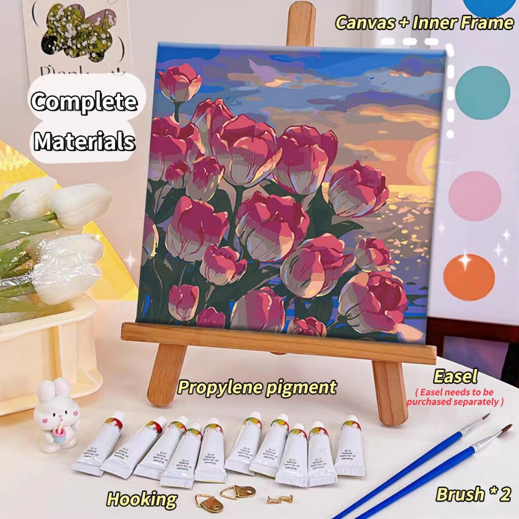 Digital Oil Paint By Numbers 20X20cm Canvas Frame Number Painting Home ...