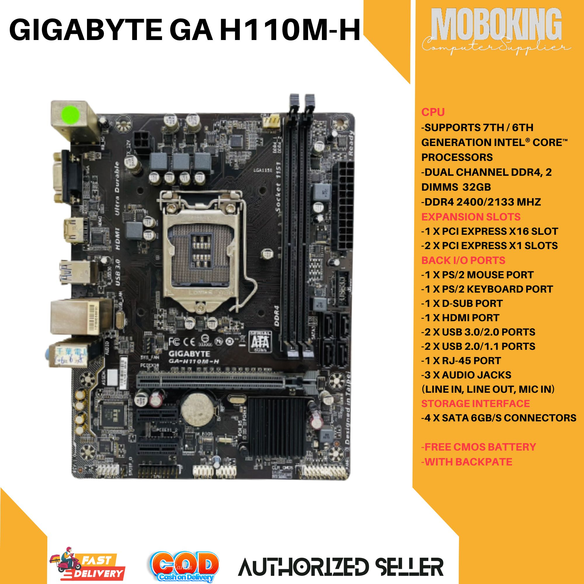 GIGABYTE GA H110MH 7th 6th GEN Motherboard H110 Socket LGA 1151 i3 i5