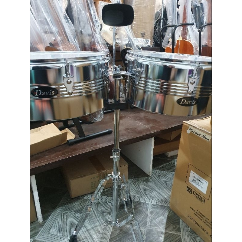 Davis Timbales 13 And 14 With Stand Cowbell Drumsticks And Tuner