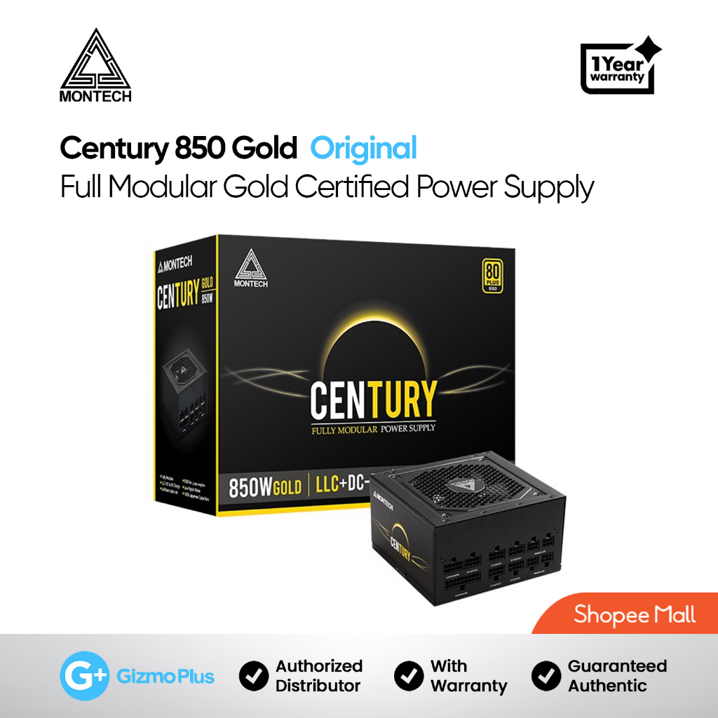 Montech CENTURY 850 Gold Full Modular Gold Certified Power Supply ...