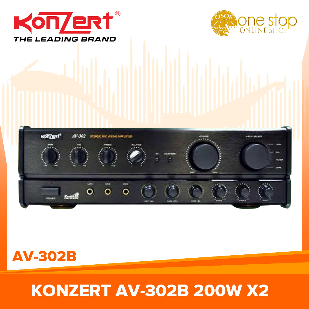 Konzert AV302B Karaoke Stereo Mic Mixing Amplifier with 3 Mic Input