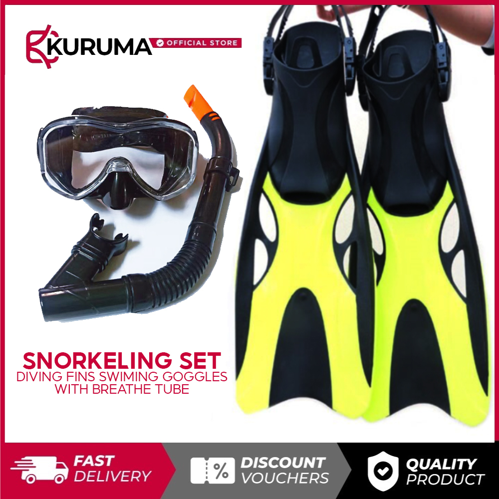 Snorkeling & Diving Set For Adult Wide View AntiFog Diving Goggles
