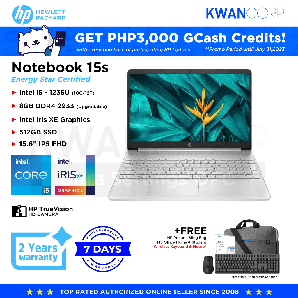 HP Notebook 15S-FQ5157TU Intel i5 1235U 8GB RAM Intel Iris XE Graphics ...