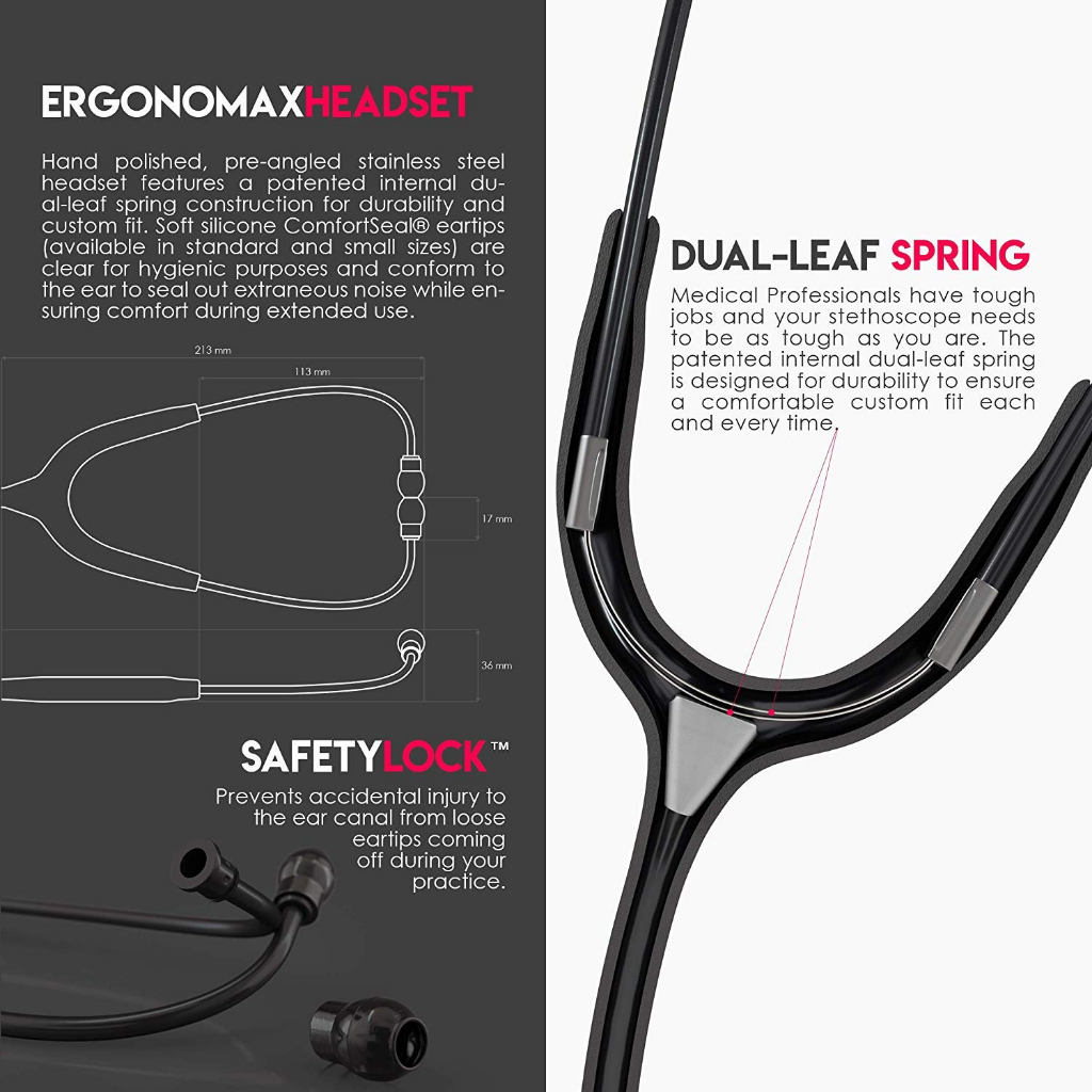 MDF MD One Stethoscope MDF777-BO (All Black) | Shopee Philippines