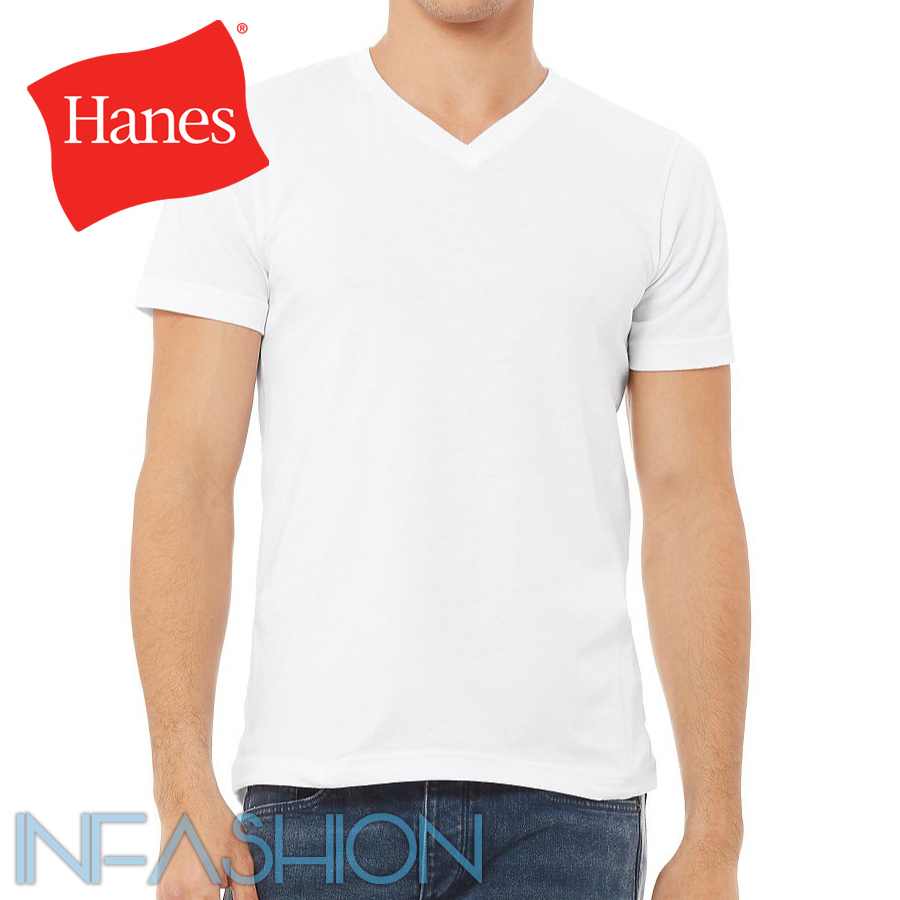 Hanes white t shirts v neck hotsell