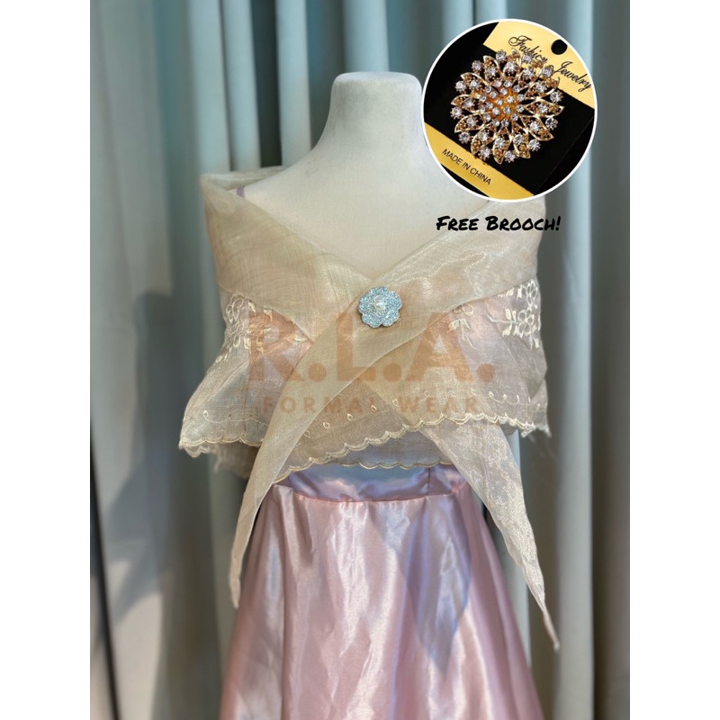 Alampay Flower Beige Embroidery with Free Brooch | Shopee Philippines