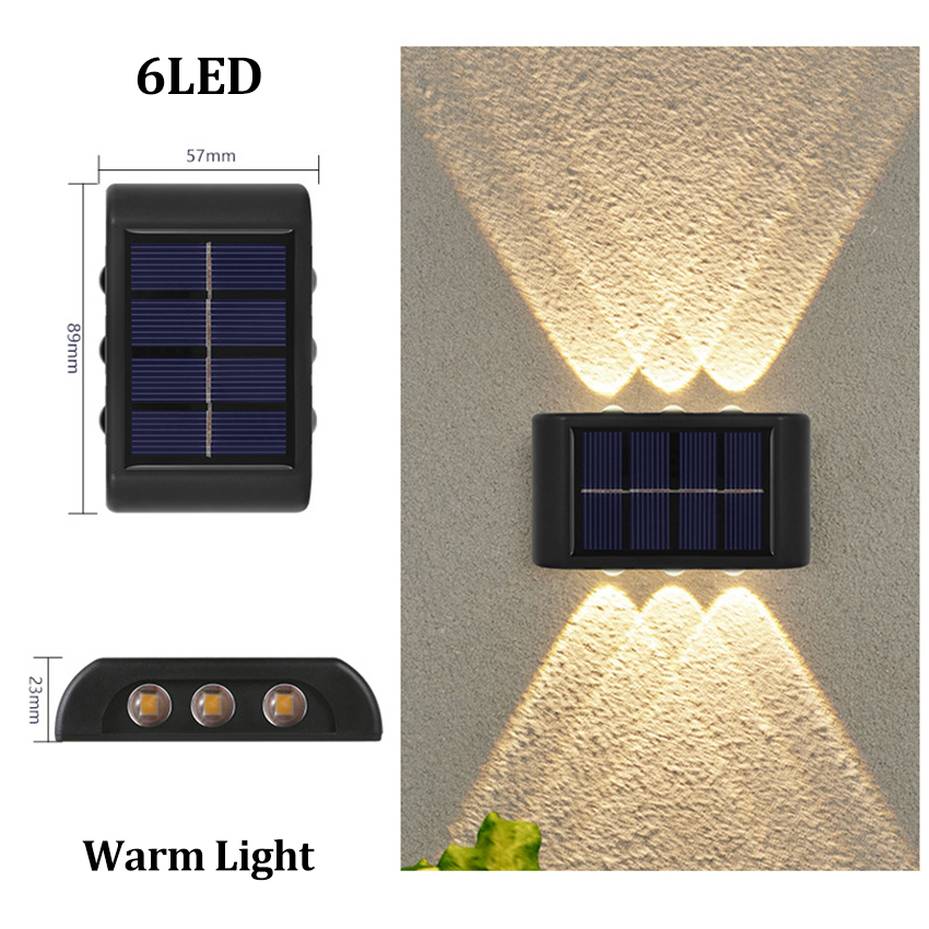 4/6 LED Solar Light Outdoor Waterproof Double Head Wall Lamp Fence Lamp ...