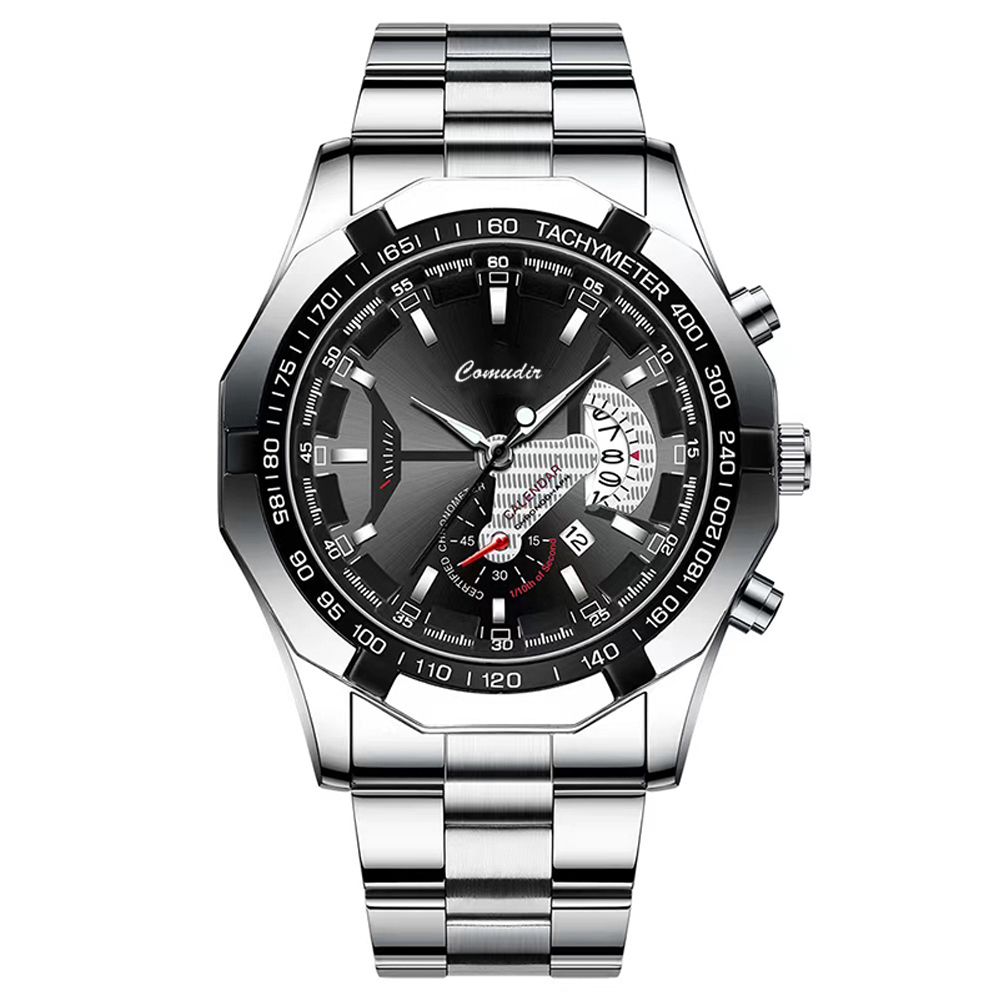 WEIGUAN Quartz Movement Stainless Steel Band Men's Quartz Watch Waterproof  Calendar (With Box)