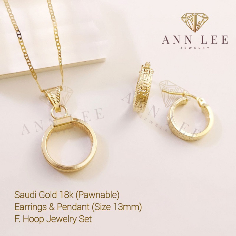 Pawnable Real Saudi Gold 18k F. Hoop Jewelry Set | Shopee Philippines