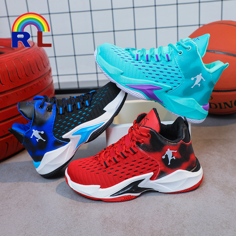 basketball shoes for kids big size braided hight-top rubber shoes for ...