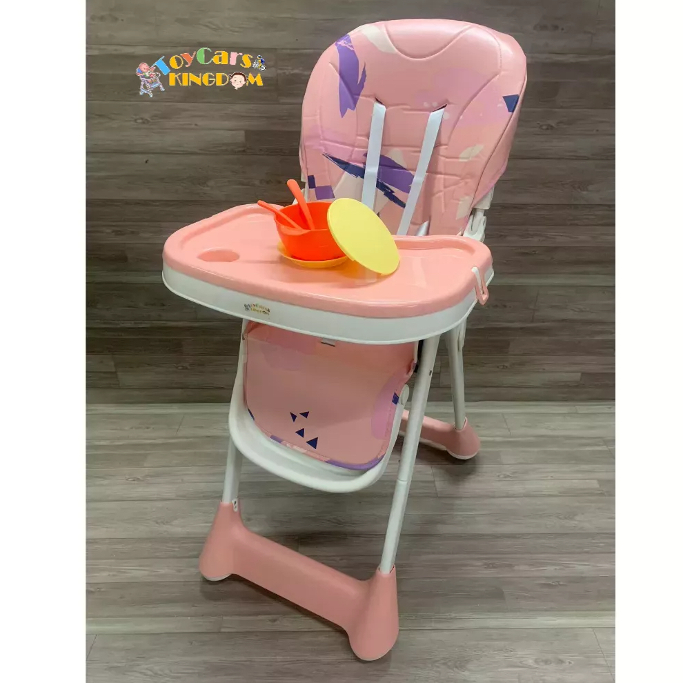 Slim Foldable Baby High Chair with Wheels and Free Feeding Bowl