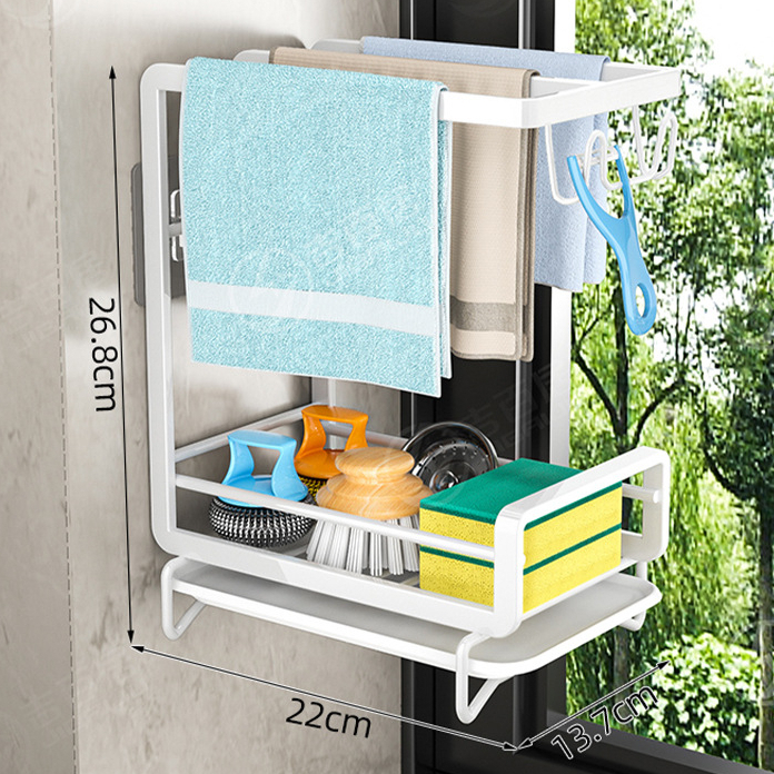 Kitchen Shelves Non-perforated countertops wall-mounted sponge drainage ...