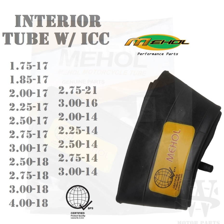 MOTORCYCLE INTERIOR TUBE MEHOL WITH ICC 14 16 18 21 | Shopee Philippines