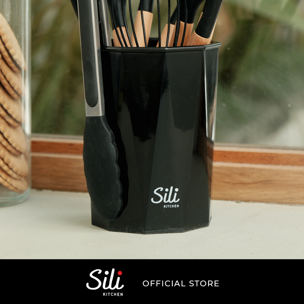SILI Large Plastic Kitchen Utensil Holder with Silicone Base Shopee