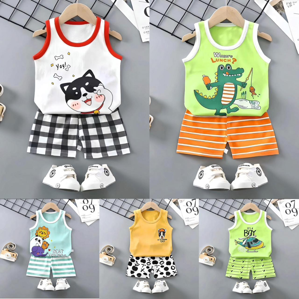 (0-4Y) Boy Clothes Corp Terno for Kids Boys Fashion Sando Shorts 2 ...