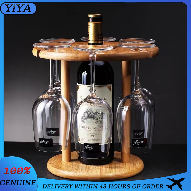Popular Bamboo wine rack with glass bracket decoration wooden wine rack ...