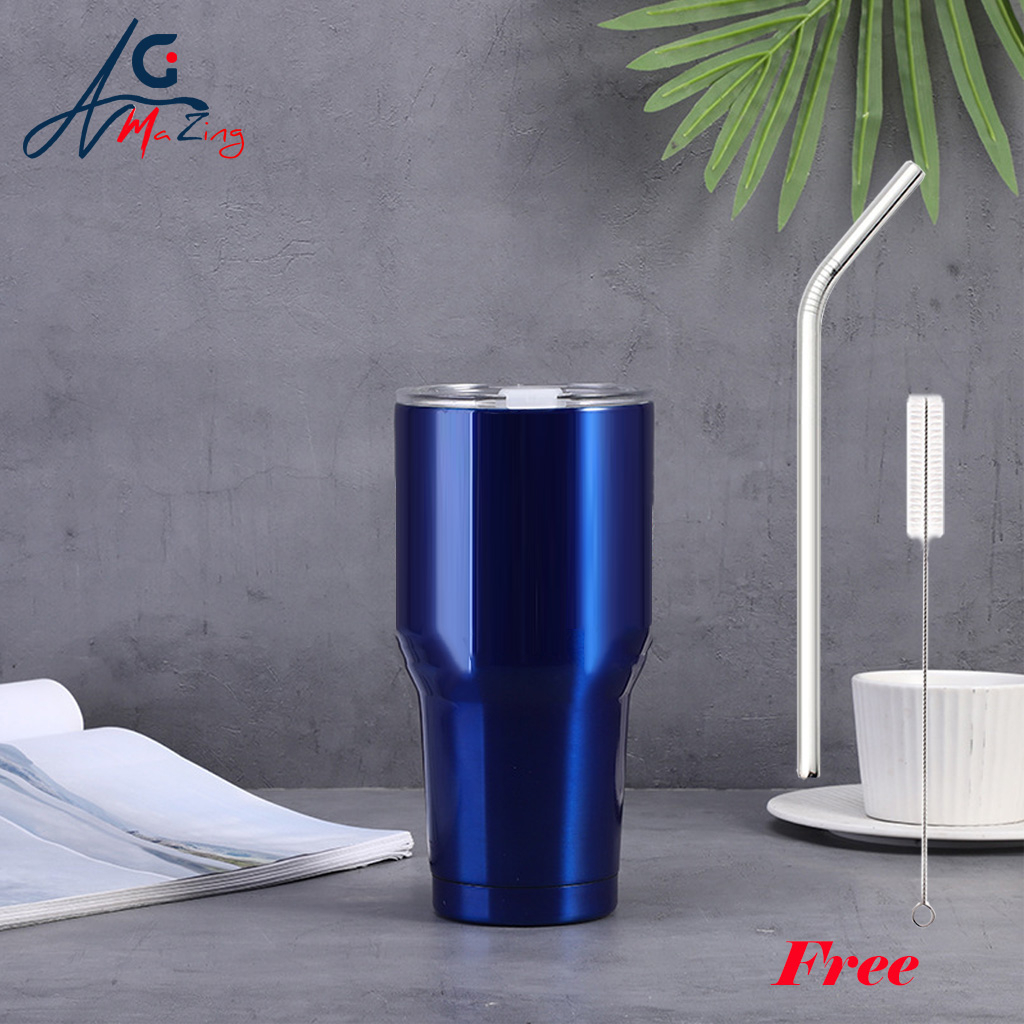 900ML/600ML Insulated Tumbler With Straw Brush Thermos Water Bottle 304 ...