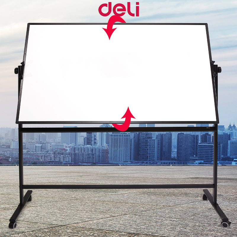 Deli Whiteboard With Wheels Aluminum Flip Both Sides Office