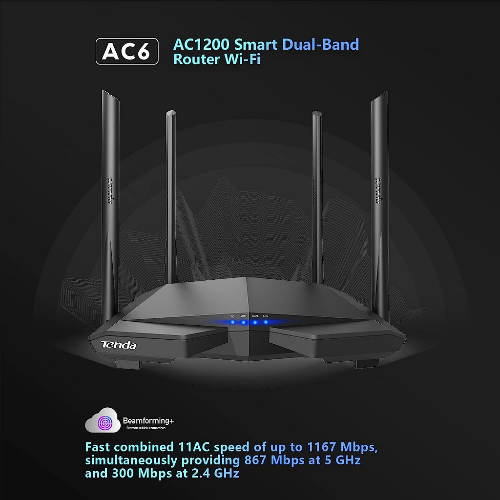 Tenda AC6 v5 Smart Dual Band Wifi Router | Parental Control | AP ...