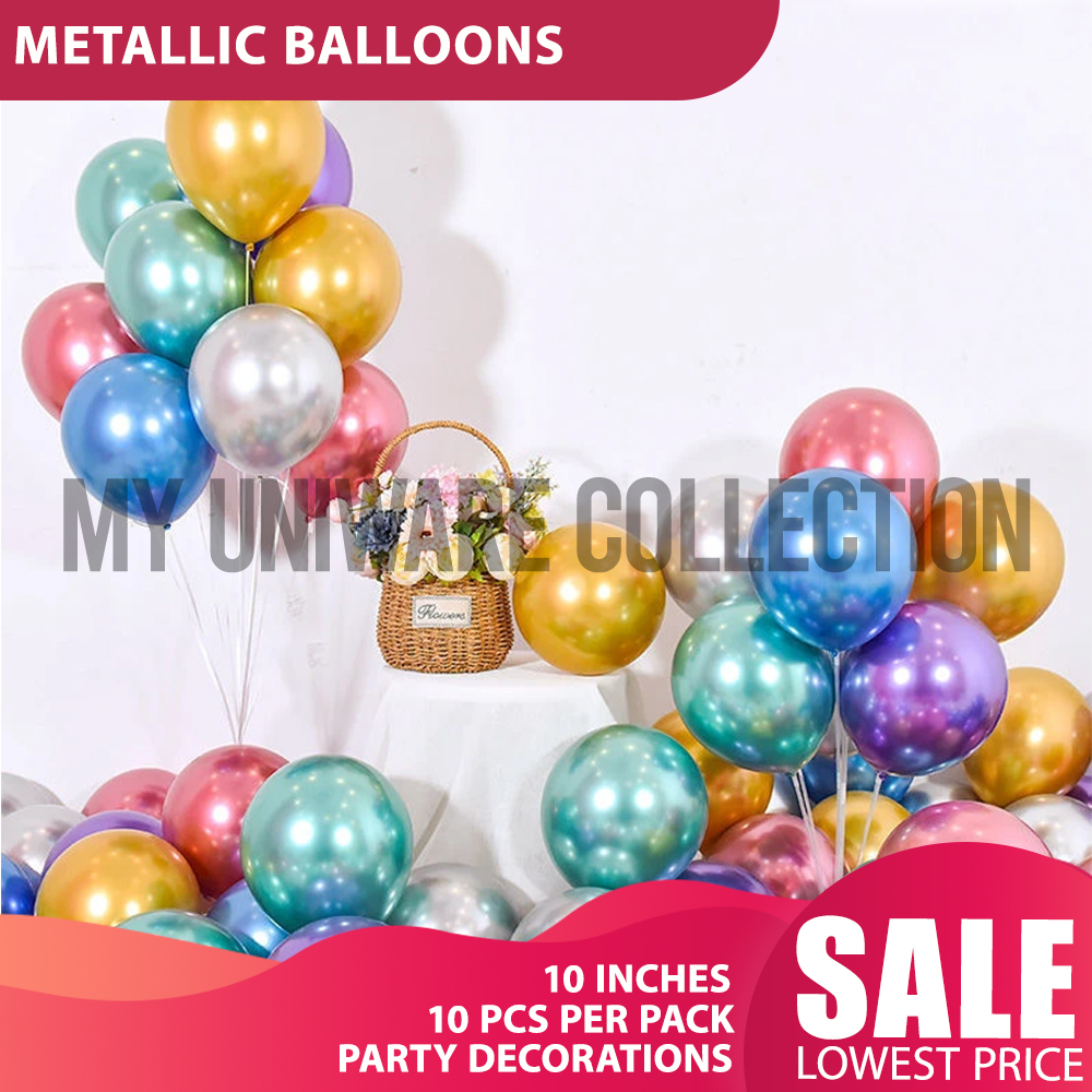 10pcs 10-Inch Chrome Balloons Metallic Latex Party Decorations for ...