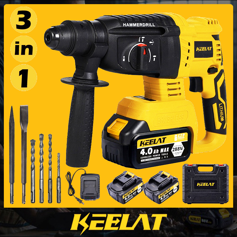 Keelat Rotary Hammer Drill Electric Cordless Brushless Hammer Impact