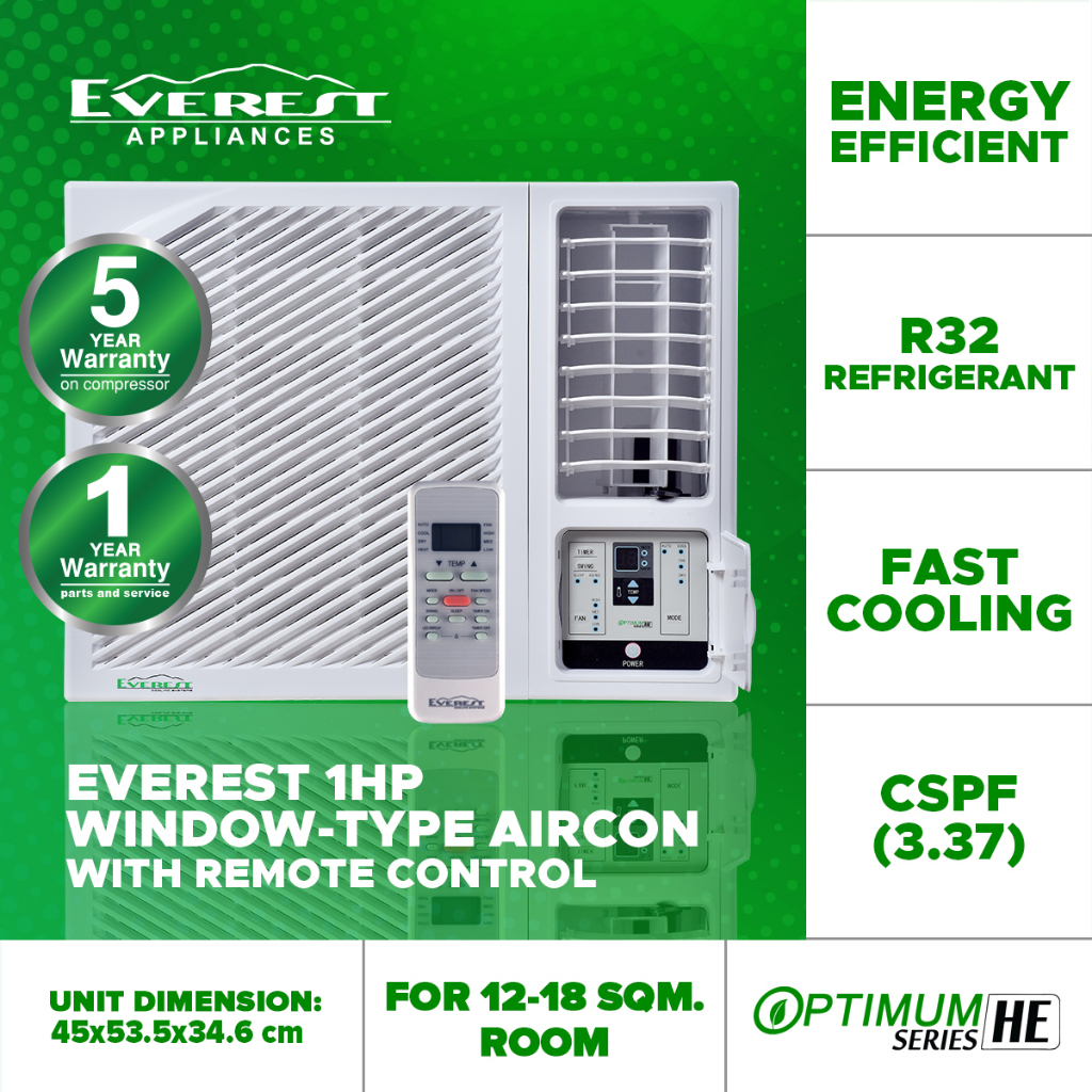 EVEREST Eta10wdr3Hf Window Type Aircon with Healthy Air Filter and