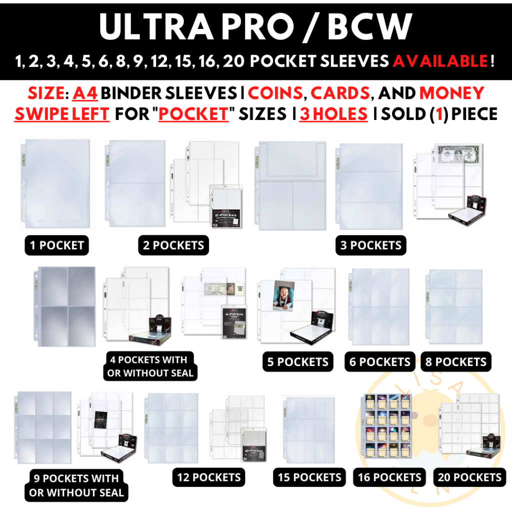 ULTRA PRO BCW A4 CARD COIN MONEY BINDER POCKET SLEEVES 1, 2, 3, 4, 5, 6, 8,  9, 12, 15, 16, 20 POCKET | Shopee Philippines