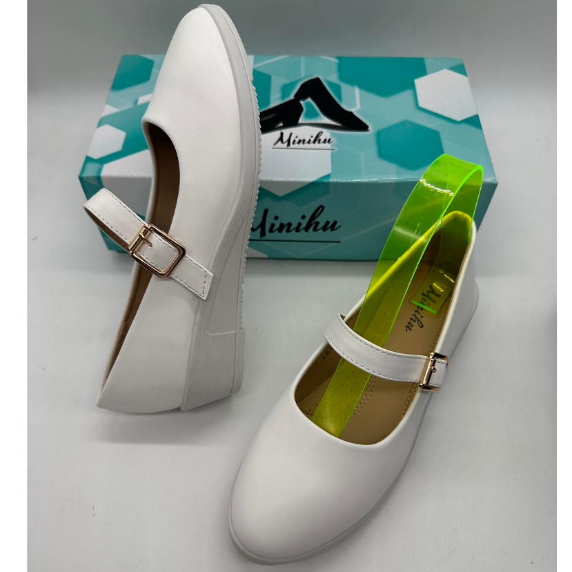 LB06 Women's leather shoes, black leather shoes for students, white