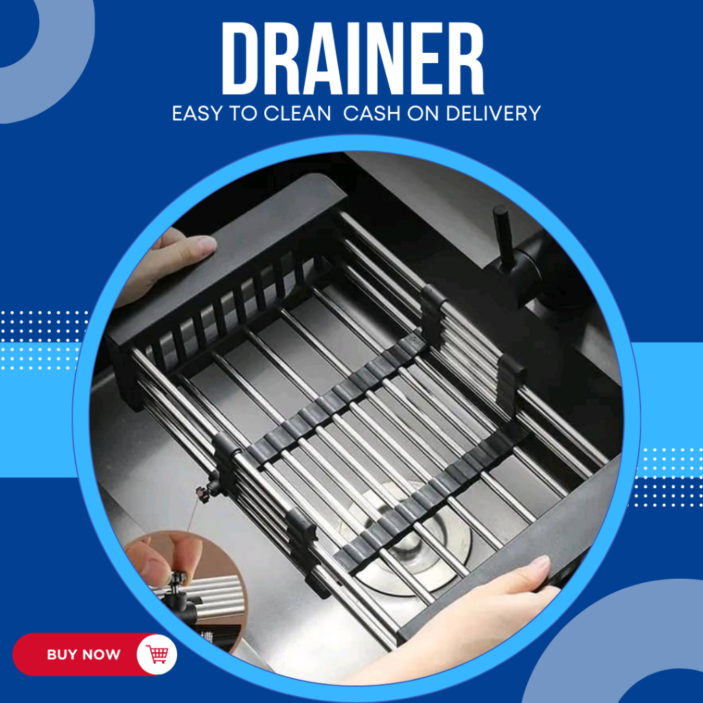 Retractable Sink Water Filter Rack Drain Basket Stainless Steel Kitchen