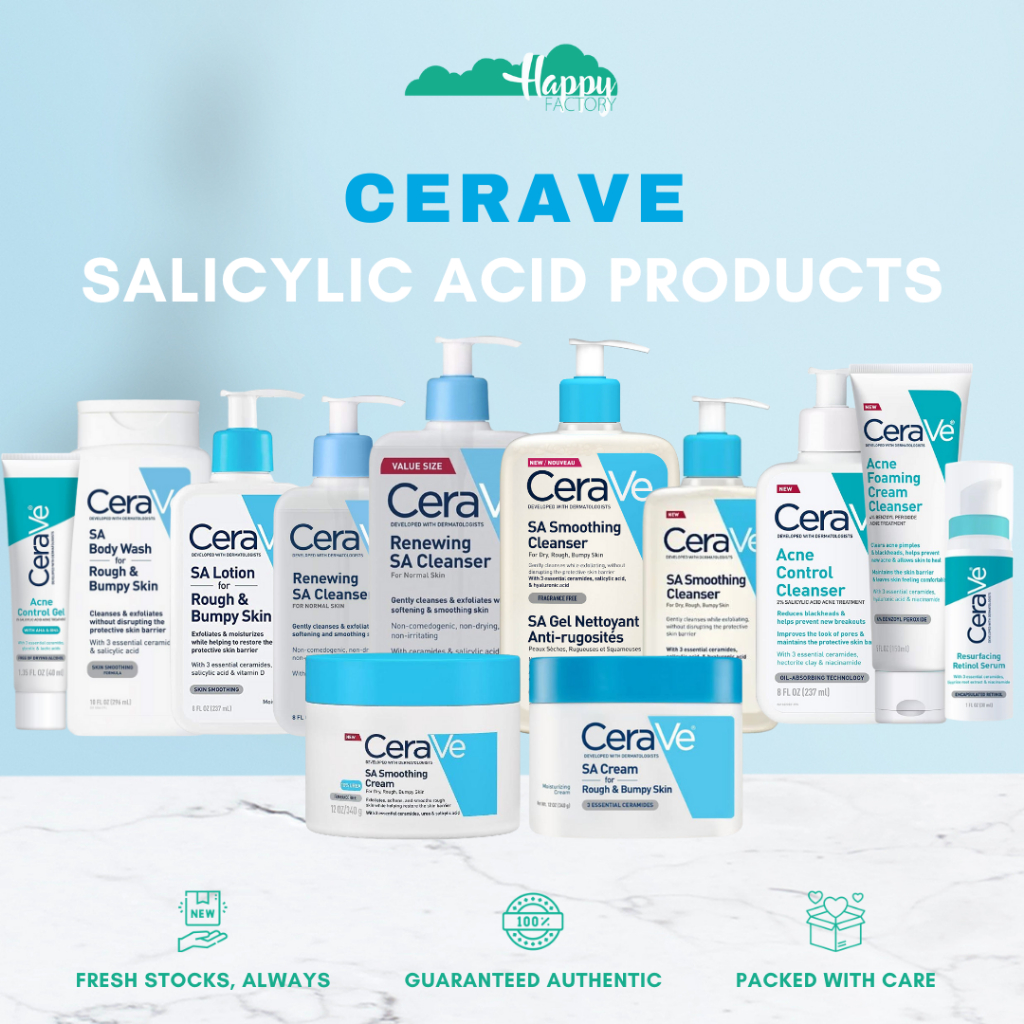 Cerave Salicylic Acid SA Lotion Creams Cleansers Smoothing Renewing SA Body Wash Acne Control