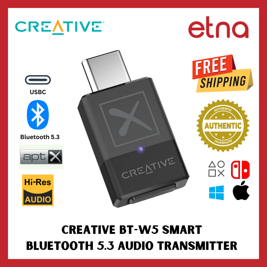 Creative BTW5 Smart Bluetooth 5.3 Audio Transmitter with aptX Adaptive