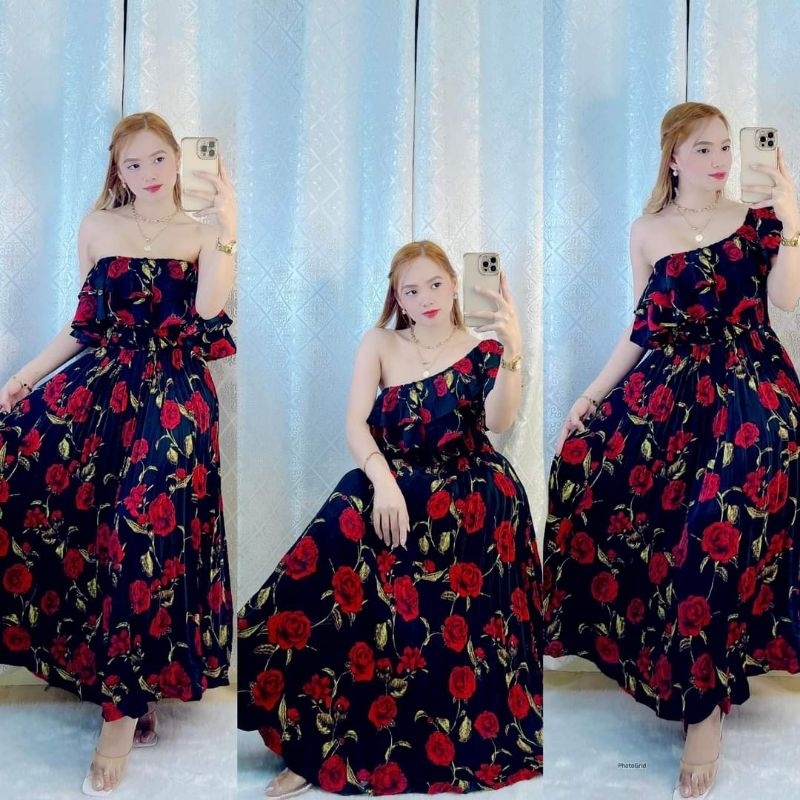 BANGKOK 4 WAY PLEATED MAXI DRESS NEW PRINT Shopee Philippines