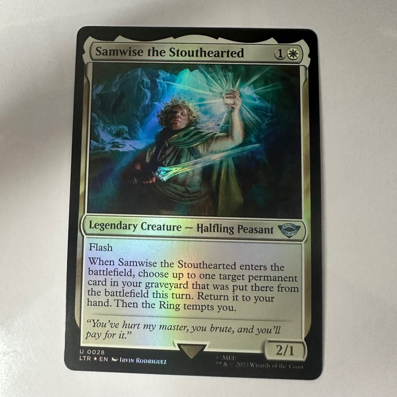 samwise mtg card the Stouthearted (Showcase Ring Frame) [The Lord of the Rings:  TokenMTG The Lord of the Rings Magic the Gathering Lord of