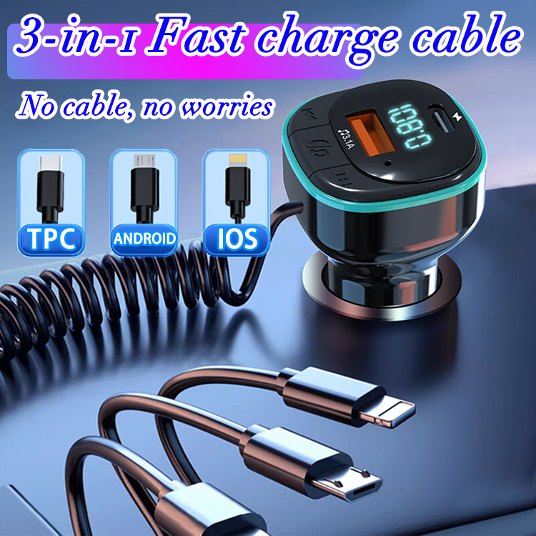 With charging cable car charger port compatible with all smartphones