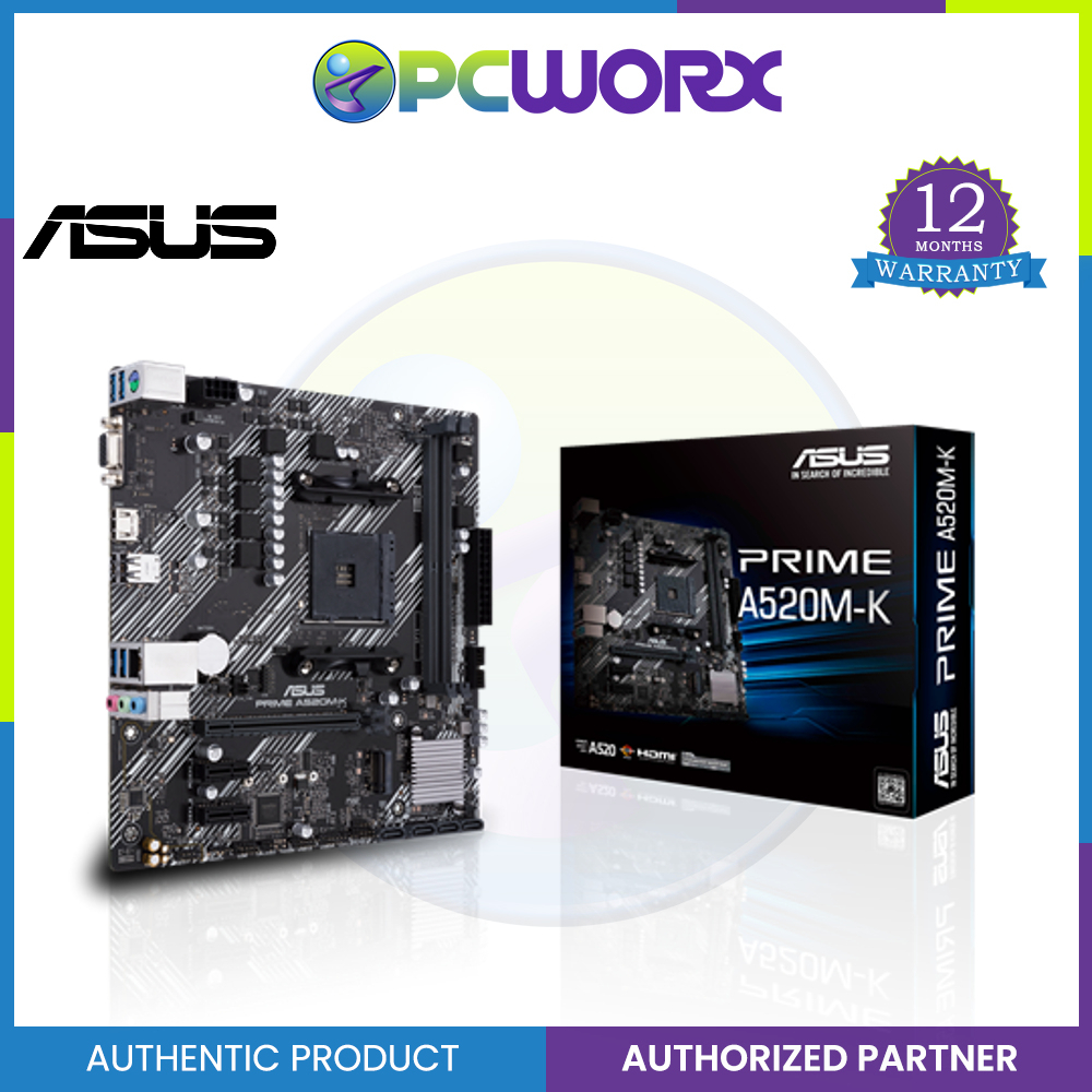 Asus Prime A320M-K / A520M-K AMD Ryzen AM4 DDR4 HDMI VGA M.2 USB 3.1 ...