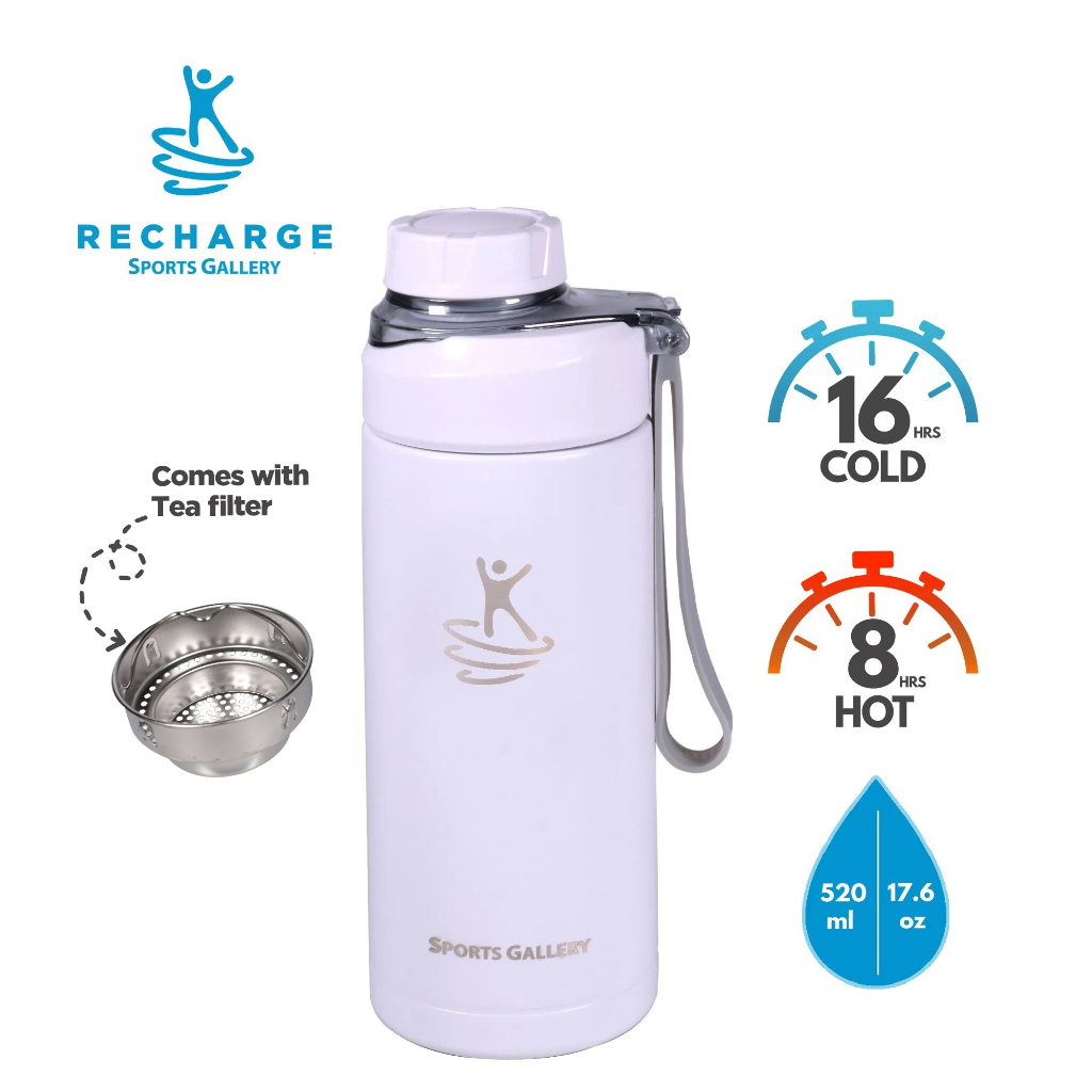 RECHARGE Wide Mouth With Flip Cap Vacuum Flask Sports Gallery Aqua Tumbler  Vacuum Insulated Double