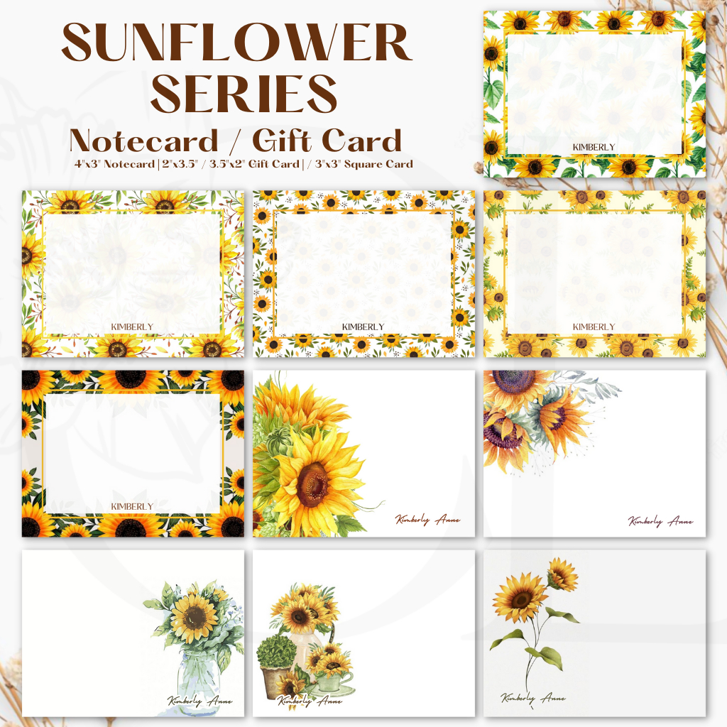 Sunflower Series - Personalized / Customized Notecard / Gift Card ...
