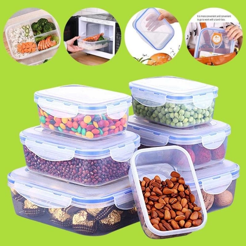 TRANSPARENT CLEAR PLASTIC AIRTIGHT FOOD CONTAINER BOX WITH LOCK (#9153 ...