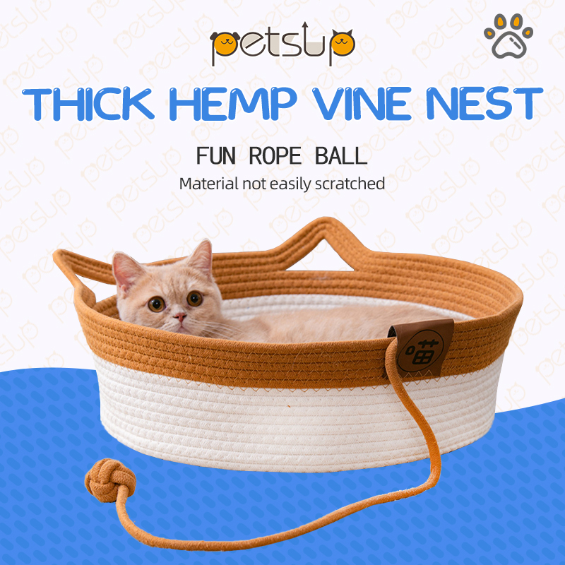 Cat Bed Washable Cat Nest With Hanging Ball Dog Bed Cotton Linen Cat House Cat Scratch Board