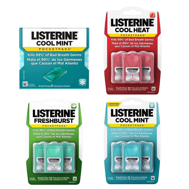 Listerine Pocketpaks Breath Strips, 24-Strip x 3 Packs Pocket packs ...