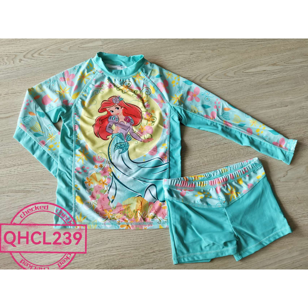 Maillot De Bain Rash Guard Hang Ten Fille - Taille 8 - Couleur Vert D'eau/blanc - Neuf Avec étiquettes